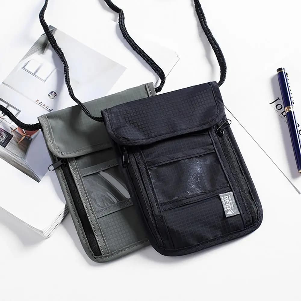 Portable Nylon RFID Passport ID Bag Waterproof Multi-Functional ID Credit Card Holder Passport Bag Women