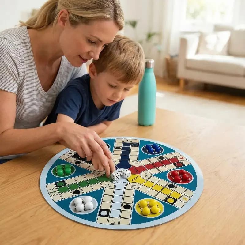 Set di Giochi da Tavolo per Feste Familiari, Scacchi Volanti Rotondi per 6 Giocatori, Gioco Educativo Interattivo Genitore-Figlio