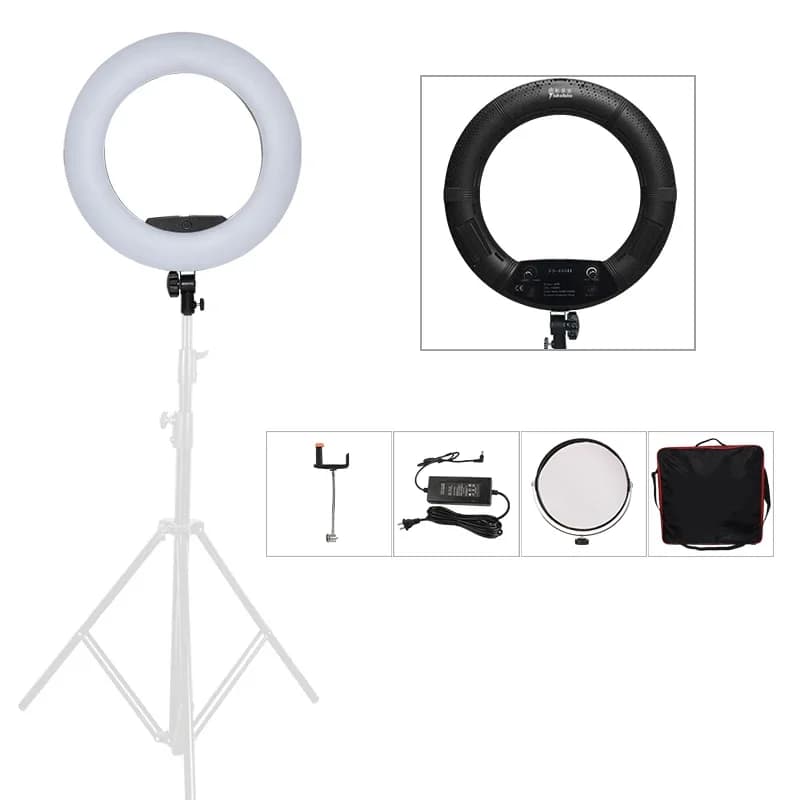 Yidoblo Black FS-480II Camera Photo/Studio/Phone/Video 18" 48W 480 LED Ring Light + Bag 5500K Photography Dimmable Ring Lamp Kit