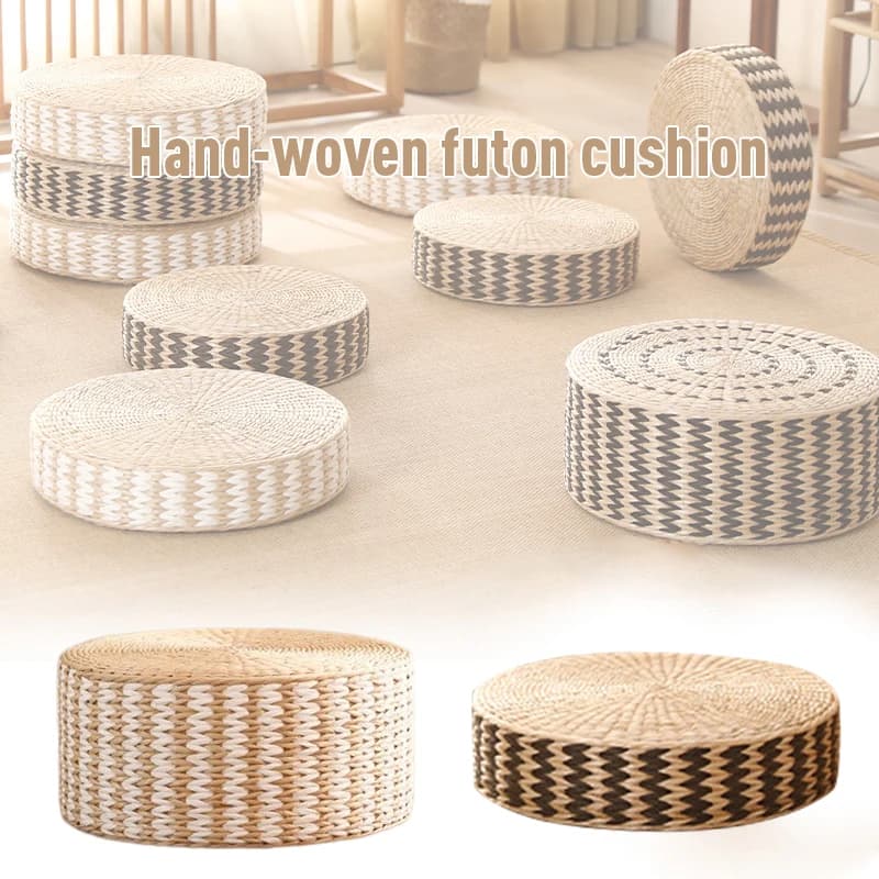 40/45cm Japanese braided straw pouf Tatami round pillow Zafu floor cushion meditation mat Yoga stool Pouf often pastoral