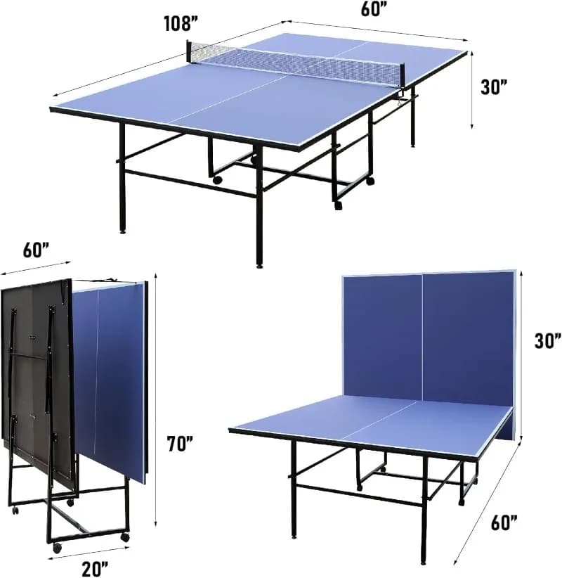 Tavolo da ping pong per interni/esterni, ping pong pieghevole 8X4FT con rete, 2 racchette da ping pong e 3 palline