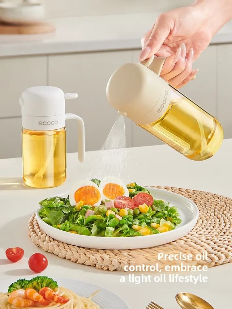 Bottiglia Spray per Olio Alimentare a Prova di Perdite, Spruzzatore per Olio da Cucina e Friggitrice ad Aria, Nebulizzatore, Barattolo in Vetro Borosilicato ad Alta Resistenza