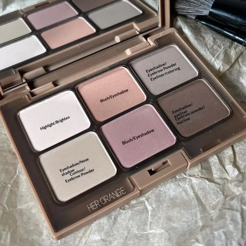 diHERORANGE Shade Palettes 6 in 1, matte powder, fard, illuminating, all-in-one disco, earth color, autumn and winter】