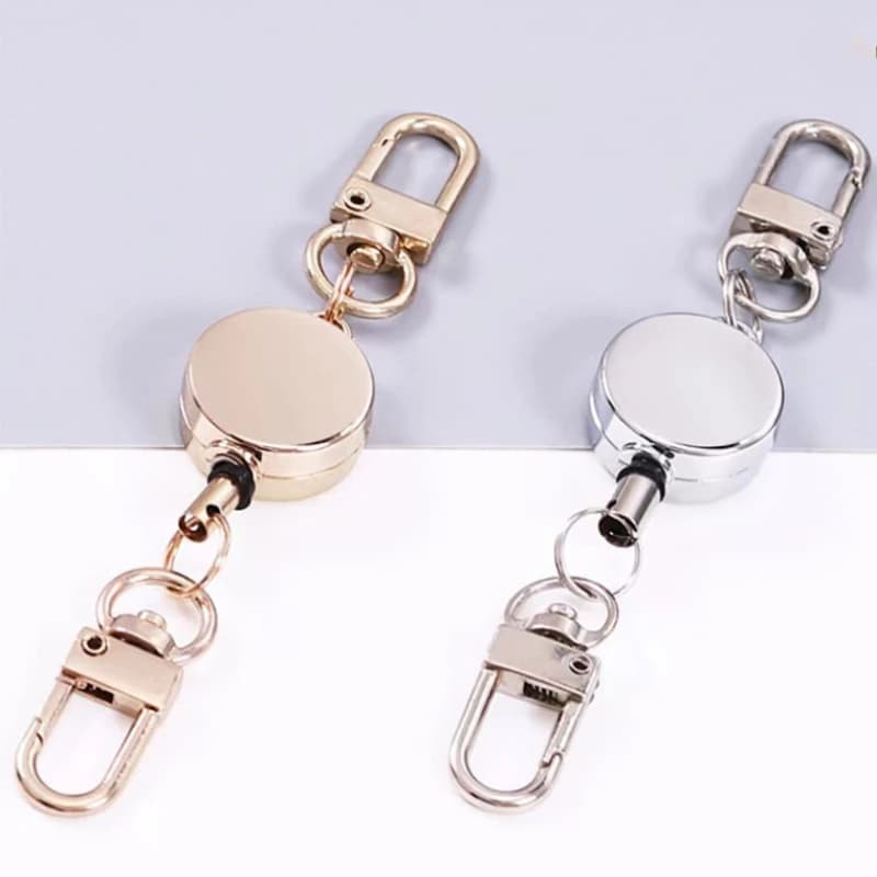 1Pc Doppia fibbia Retrattile In Lega di Zinco Porta Badge Facile Tirare Cordino ID Della Copertura Della Carta Keychian Infermiera Accessori Zaino Gancio