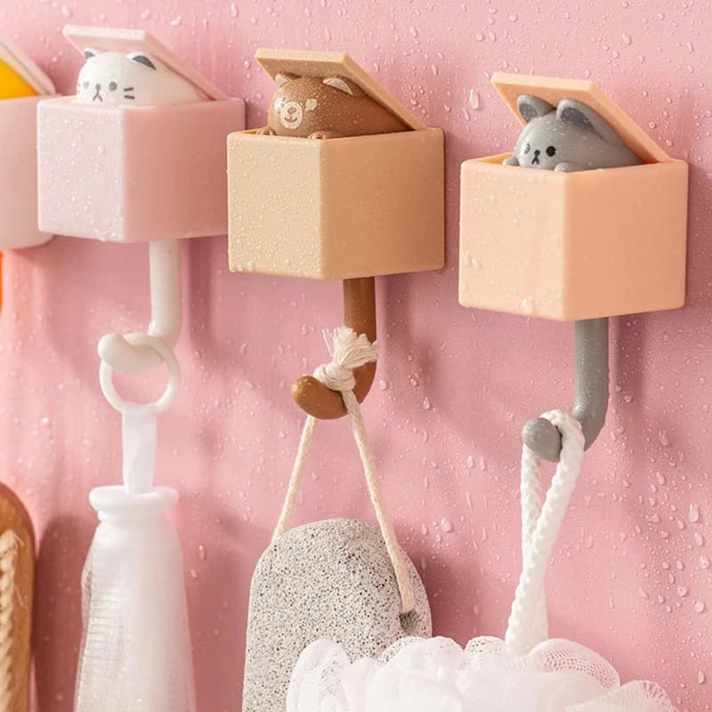 1 pz creativo gatto gancio simpatico cartone animato animale gatto topo gancio decorativo dormitorio camera da letto porta ganci ganci decorazione della parete di casa