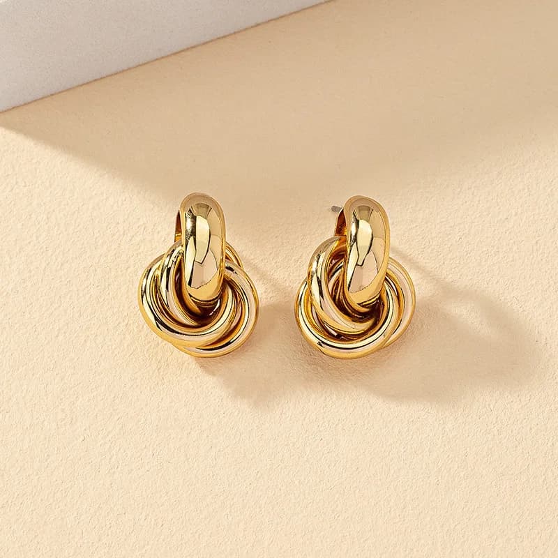Orecchini a cerchio intrecciati Oro Argento Design geometrico impilato Cavatappi placcato Regalo di gioielli Boho per tutti i giorni