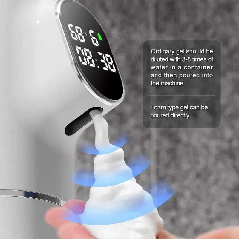 Dispenser automatico di sapone in schiuma con display a LED - Dispenser da parete e da tavolo con ricarica USB 2 in 1 Sabao Automatico