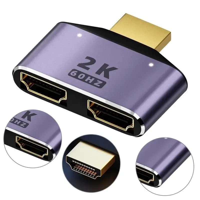 Adattatore HDMI compatibile con doppio HDMI Adattatore monitor splitter a doppia uscita HD 2K da 1 a 2 HDMI maschio a due HDMI femmina 1080P