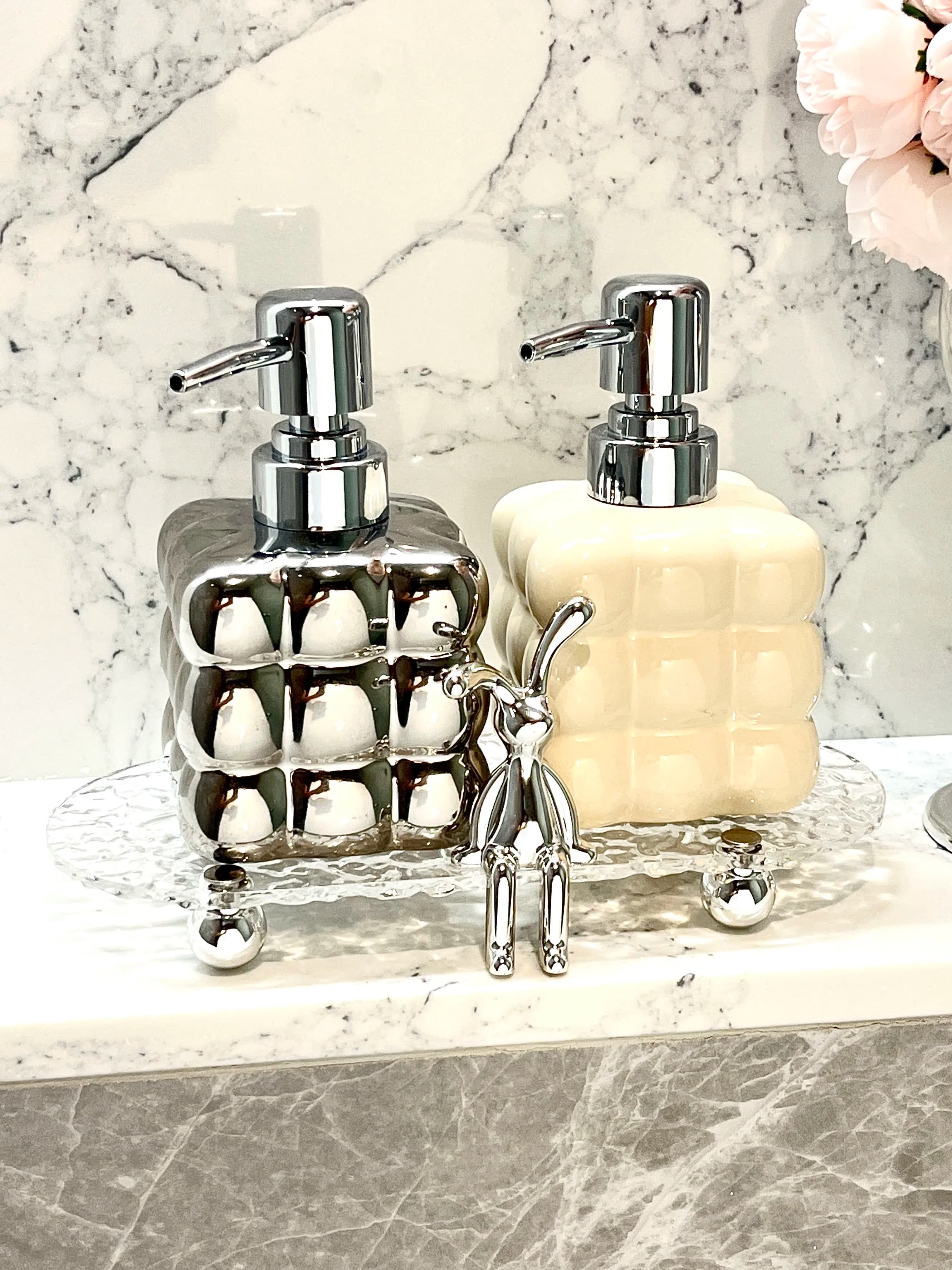 300ml/500ml Dispenser di sapone creativo Bottiglia di erogazione in ceramica Lavaggio a mano Gel da bagno Shampoo Bottiglia di pressatura Accessori per il bagno