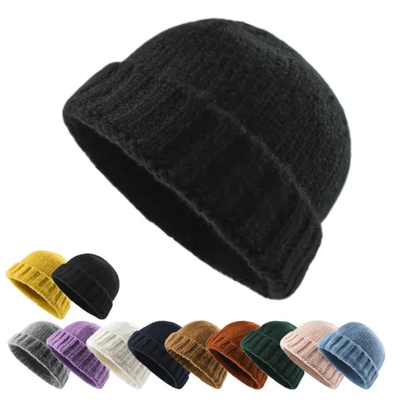 1pc Calore Invernale Berretti per Uomo Donna Brimless Docker Cappello Orologio Invernale Berretto Marinaio Esterno Antivento Polsino Arrotolato Cappelli Per Il Porto