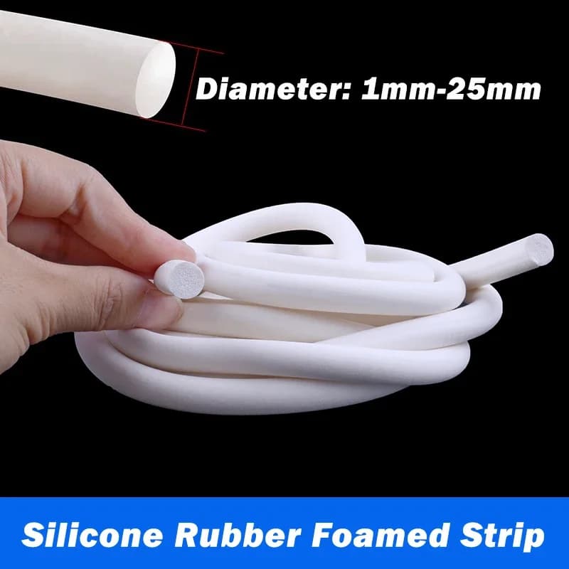 1M/5M Silicone Rubber Foamed Strip Round Diameter 1mm-25mm White Sponge Backer Rod Seal Strips VMQ Foaming Cord