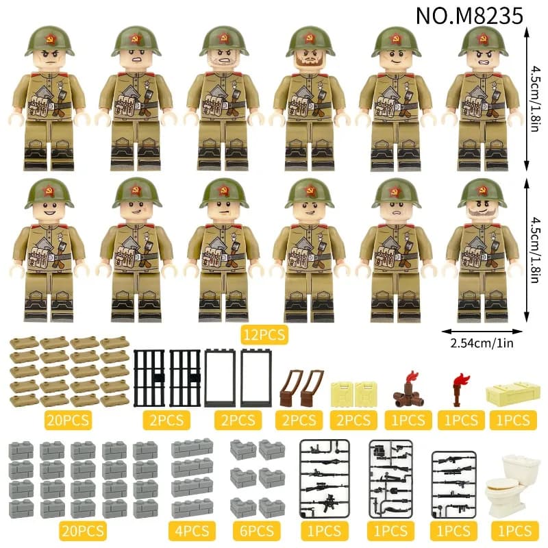 Miniature dell'Esercito Russo, Giocattoli da Costruzione per Bambini, Città Sovietica in Miniatura, Battaglia con Piccole Particelle, Gioco Educativo Transfrontaliero