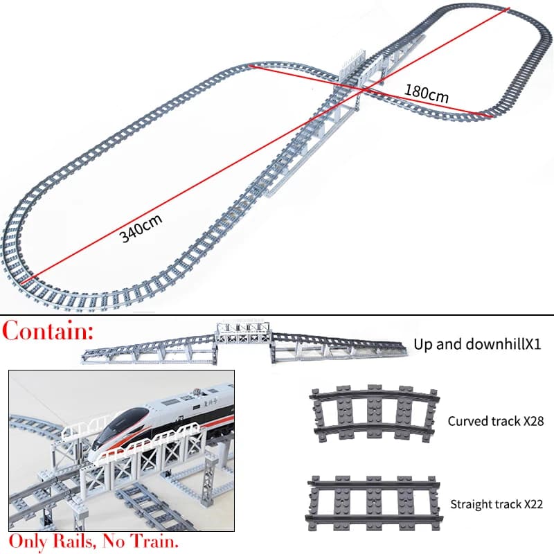 MOC Creative Expert Ideas City Train Tracce Dritto Curvo Interruttore Traverse Binari Mattoni Building Blocks Giocattoli FAI DA TE per il regalo dei bambini