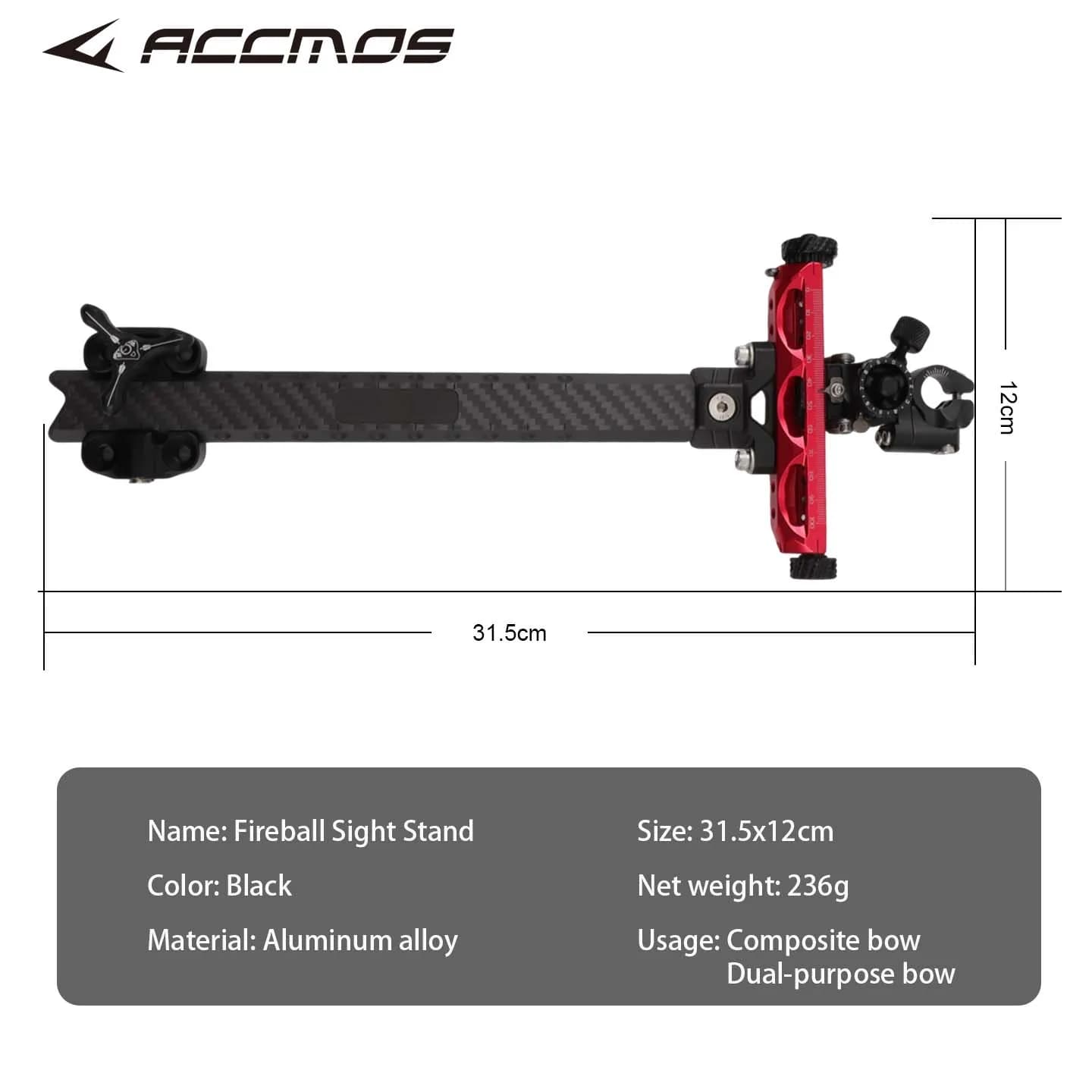9 Inch Adjustable Compound Bow Sight Carbon Fiber Frame Universal Archery Target Shooting Sight for Right And Left Hand