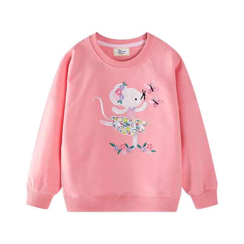 Jumping Meters 2-7T 100% Cotton Mouse Kids Girls Sweatshirts Autumn Spring Long Sleeve Children's Clothing Toddler Shirts