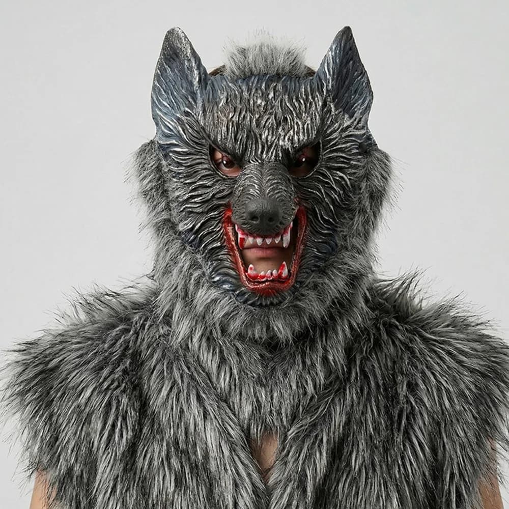 Maschera Realistica da Lupo Peloso per Cosplay, Maschera Semimaschera da Lupo per Halloween, Carnevale, Feste in Maschera e Accessori per Costumi