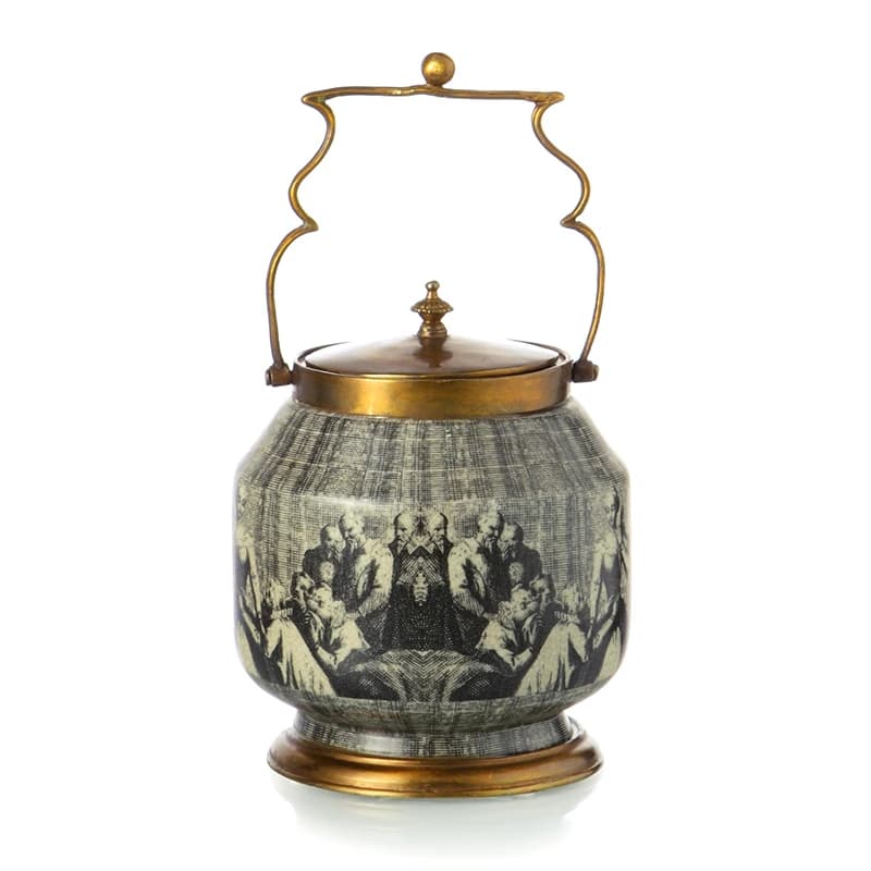 Set di barattoli per spezie in ceramica decorativa di lusso, scatola portaoggetti da cucina in porcellana dipinta in rame per barattolo con coperchio