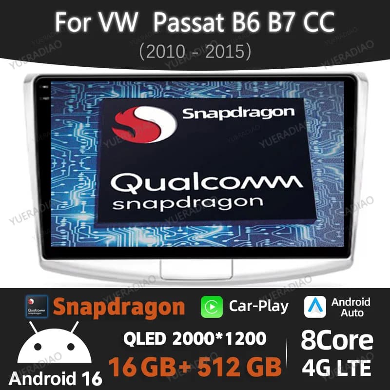 Android 15 Autoradio Per VW Volkswagen Passat B7 B6 CC 2007 2008 2009 2010 2011 2012 2013 2014 2015 GPS NAVI QLED BT 4G WIFI