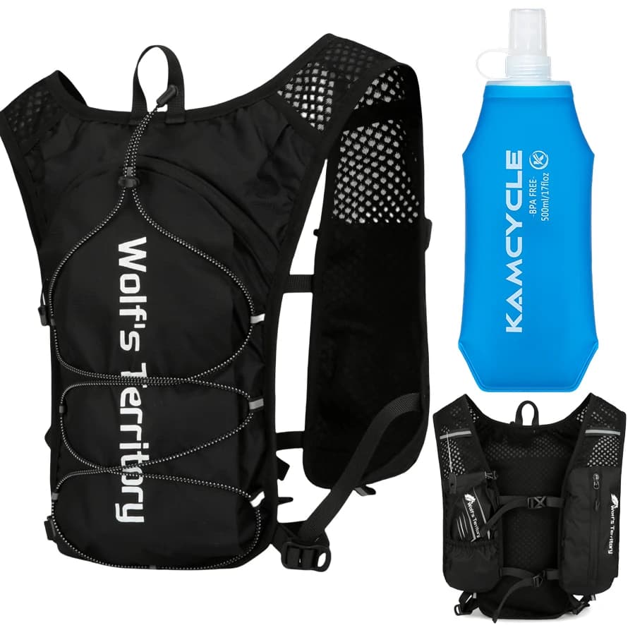 Running vest with 500ML Soft Bottiglia, Trekking backpack, Trail, Cycling, Hiking, Climbing