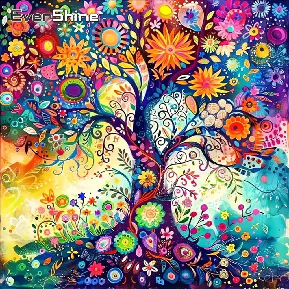 Evershine Diamond Painting Tree Of Life Acrylic Craft Supplies DIY Flower Mosaic Landscape Suitable For Beginners Handicraft