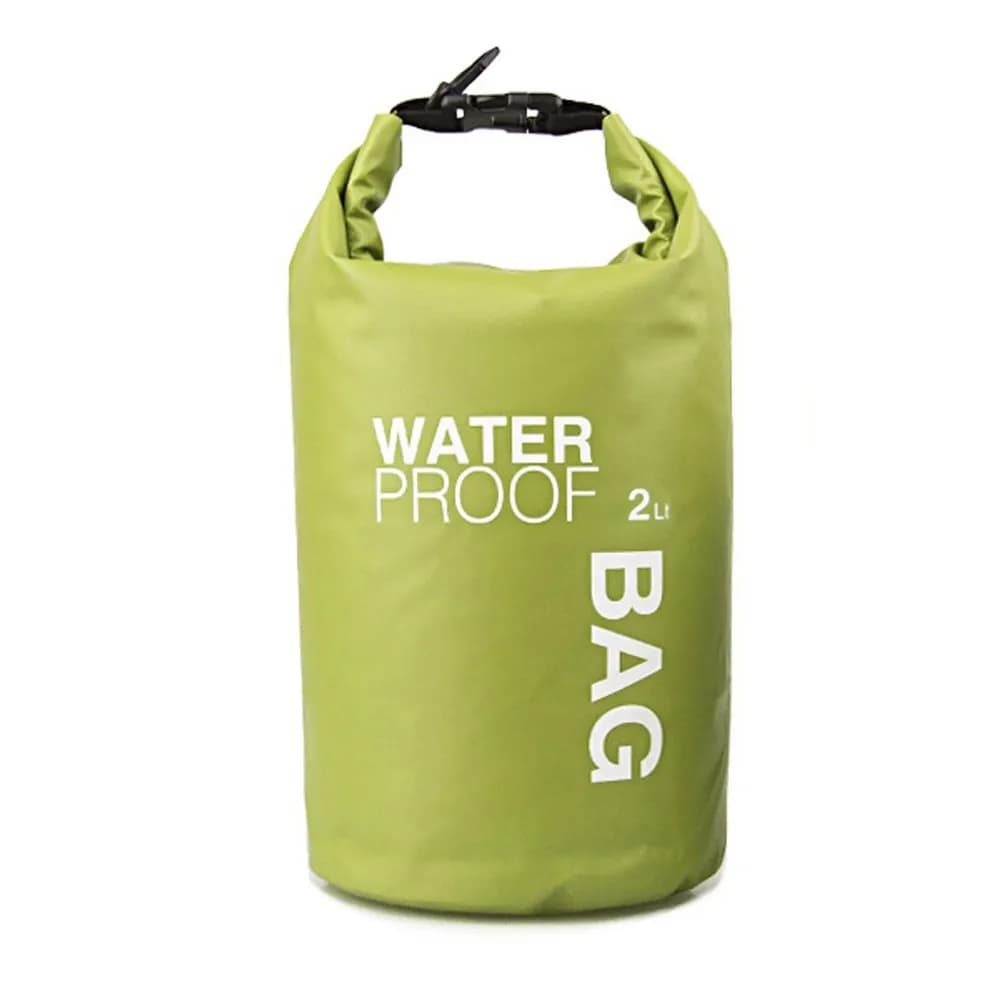 Borsa Impermeabile Verde da 2L in PVC Rip-Stop con Rete, Ultra-Portatile, Pieghevole, con Chiusura Roll-Top, per Fotocamera, Telefono, Tablet