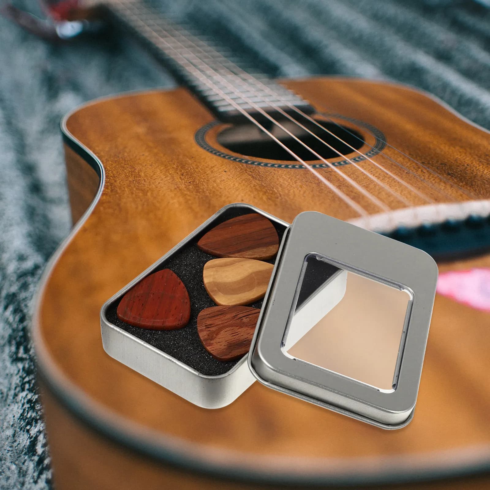 Solid Wood Guitar Picks for Folk Electric Acoustic Guitars Professional Grade Natural Material Lightweight Portable Smooth
