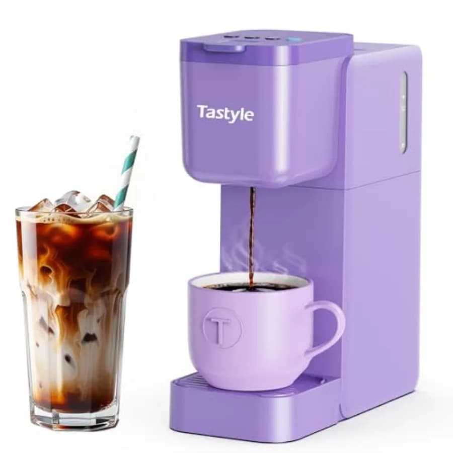 Single Serve Coffee Maker Hot and Iced with Bold Brew, Small Coffee Machine for K Cup and Ground, Fits 7.3'' Travel Mug, Brews