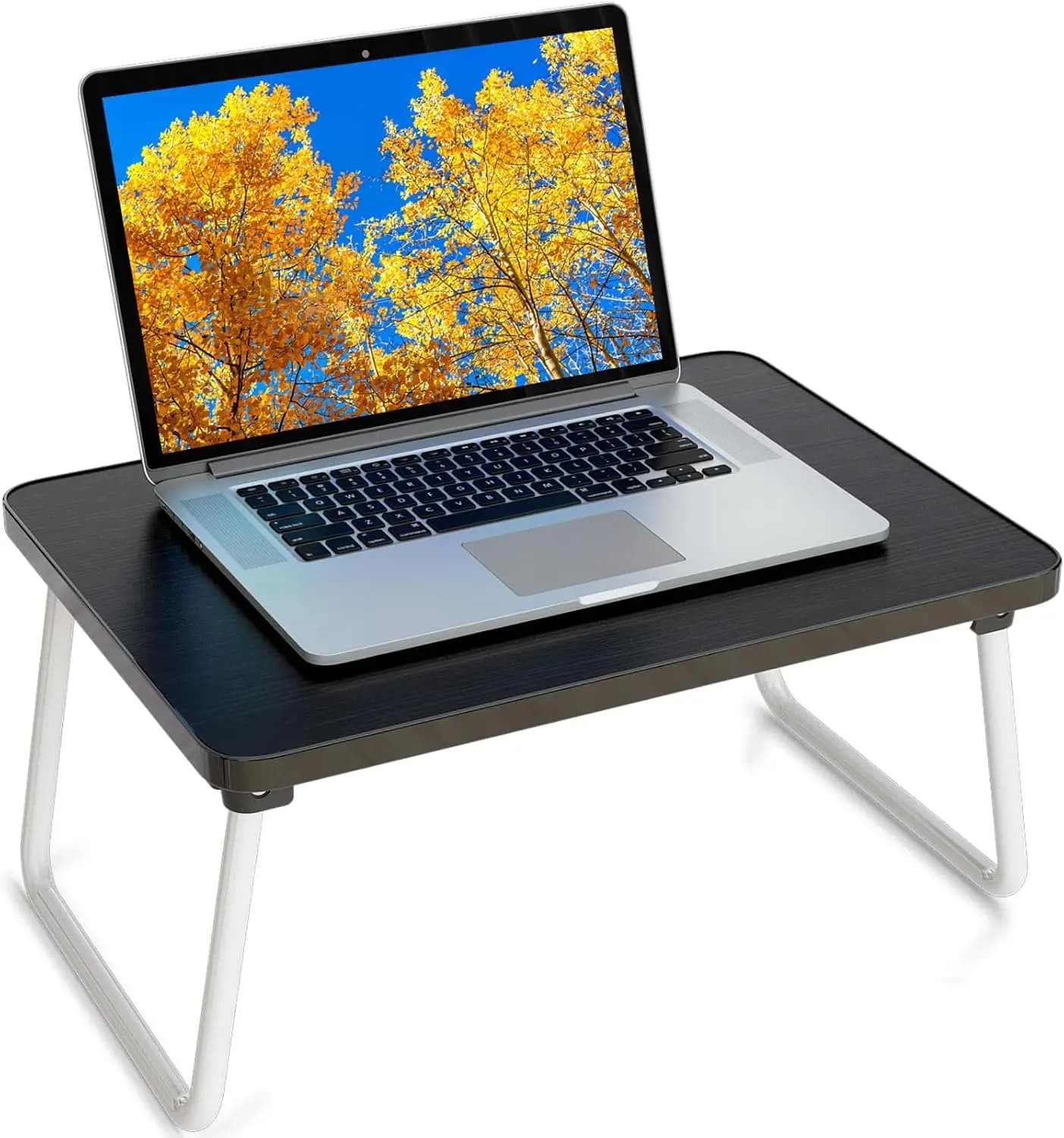 Tavolino Portatile per Laptop da Letto o Divano, Mini Tavolo Pieghevole con Gambe Richiudibili, Supporto Leggero per Lavoro e Lettura, Nero