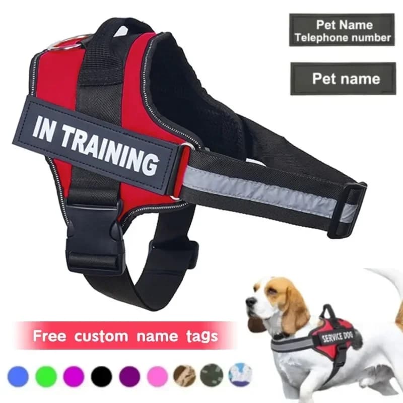 Dropshipping Pettorina per cani personalizzata Imbracatura per cani riflettente regolabile Canotta Etichetta con nome personalizzato gratuito Forniture per addestramento per cani