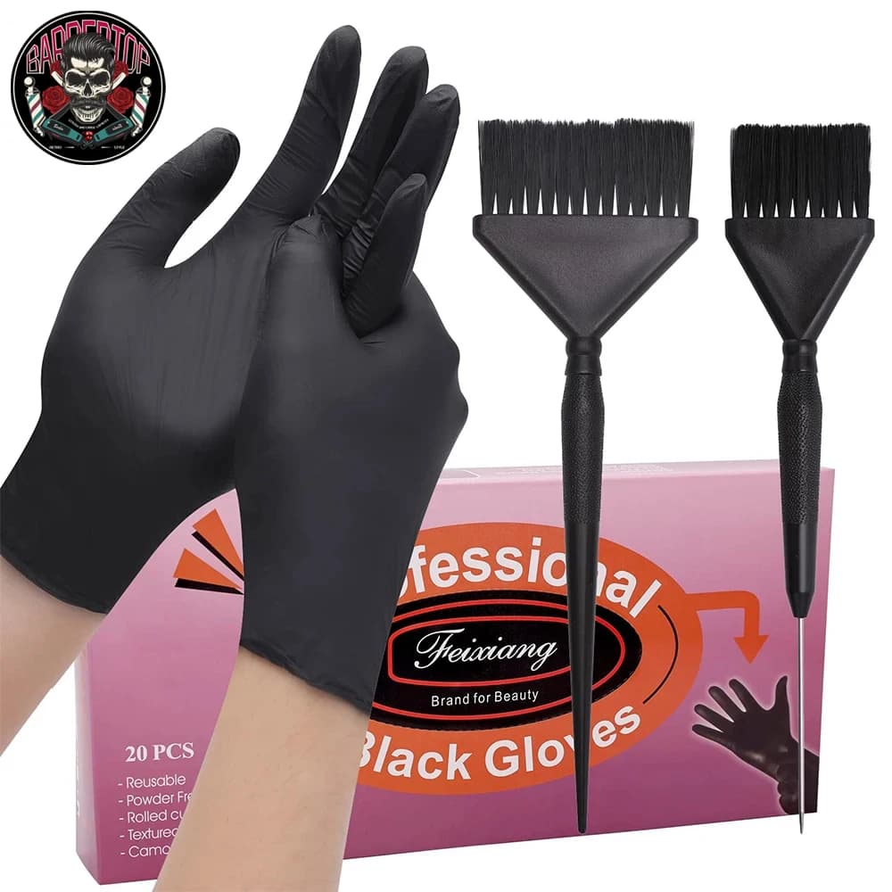 Guanti per tintura dei capelli in gomma professionale Set di pennelli strumento per lo Styling dei capelli fai da te guanti antiscivolo per la tintura dei capelli forniture per parrucchieri da barbiere