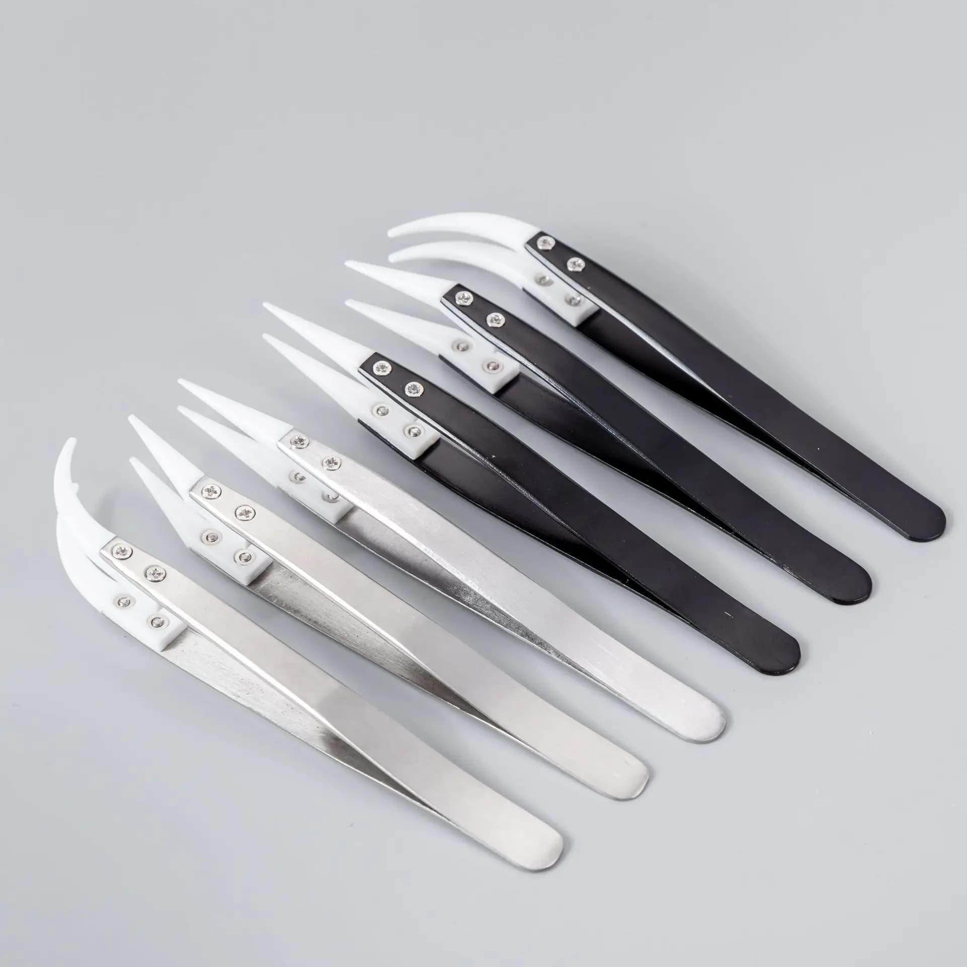 Pinzette in ceramica a saldare dritto per saldatura elettronica con manico in acciaio inossidabile Pinzette nere Pinzette di precisione per utensili manuali