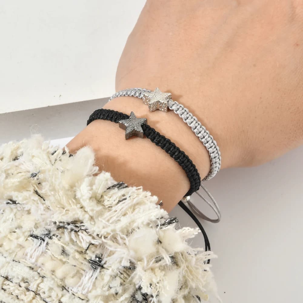 Star Charm Bracelets For Women Girl Fashion Jewelry Colorful Beads Rope Braided Adjustable Bracelet Wristband Gift