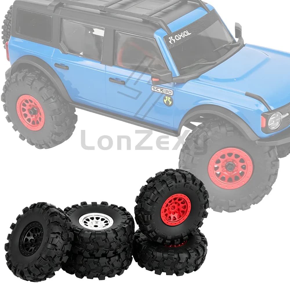 Aluminum Beadlock Wheel Rims With A/B/C Rubber Tires Optional Light Weight For Axial SCX30 1/30 RC Crawler Off-Road Wheel Kit