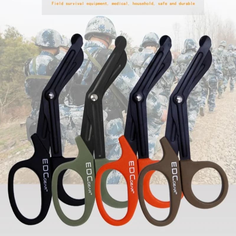 Forbici Multifunzionali EDC per Emergenze Militari, Strumento di Sopravvivenza e Soccorso, con Custodia in Tela, per Tagliare Garza Medica, Ideali per Kit di Pronto Soccorso