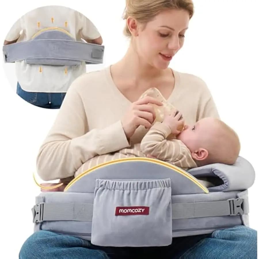 Momcozy CozyPro Nursing Pillow - All Around Lumbar & Arm Support - Safety Guard, Firm & Springy Memory Foam-Stable, Ergonomic Su