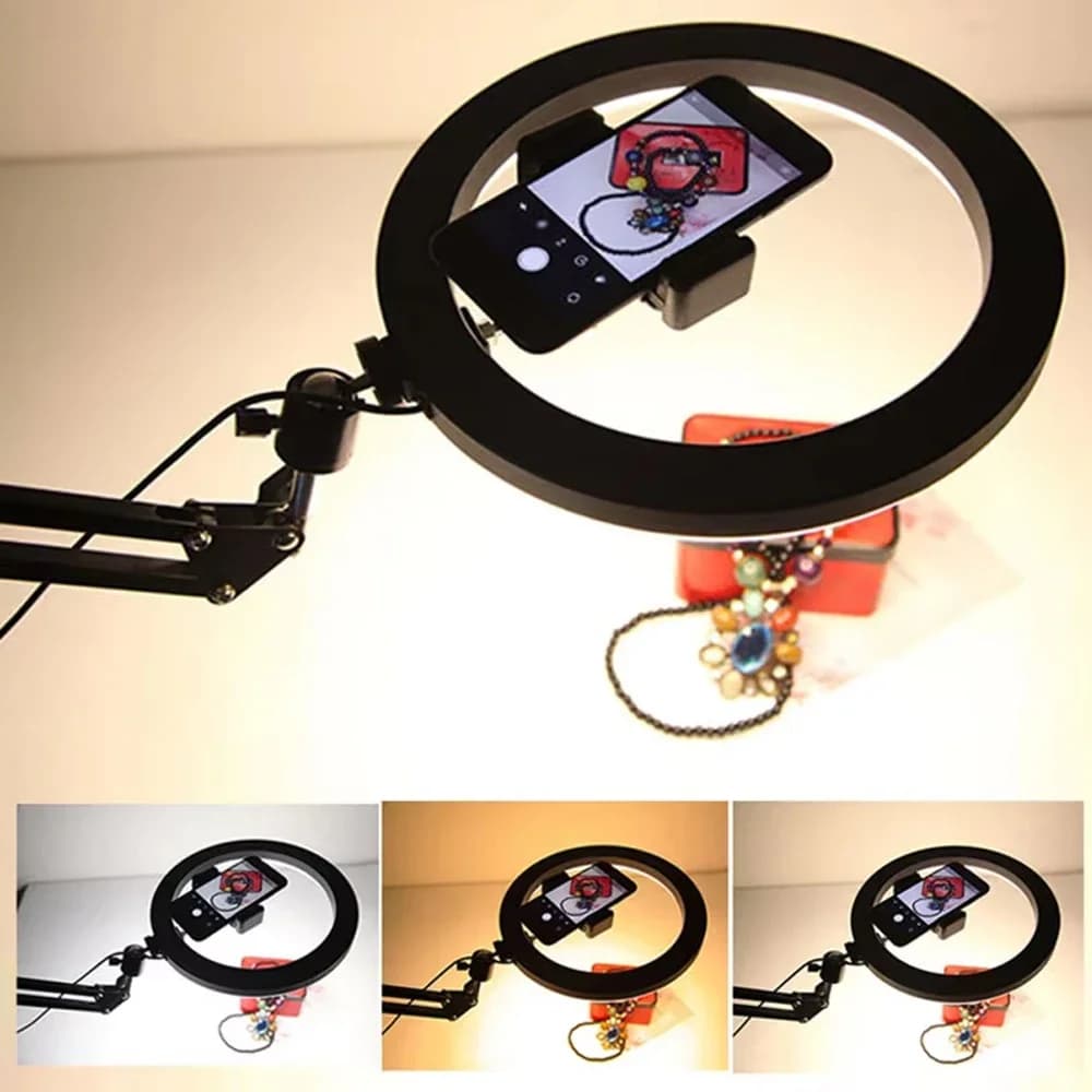Nice raised tripod with ring light for mobile phone Table for desktop video shooting Horizontal Trippa for smartphones for Cook Fil