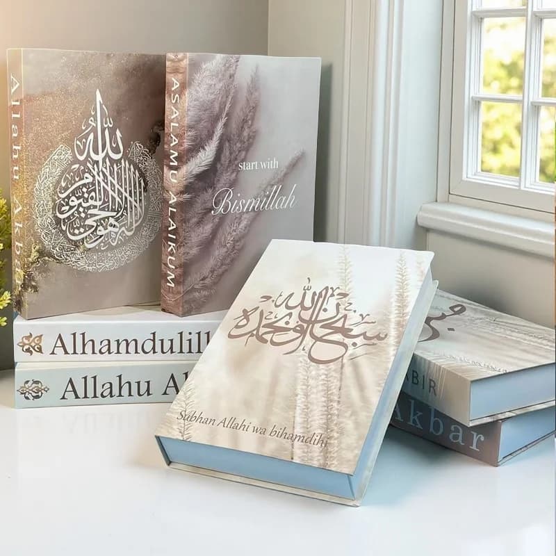 Islamic Luxury Fake Books Decorative Books Storage Box Coffee Table Kaaba Mosque Muslims Arch Ramadan Bedroom Home Decor Quran