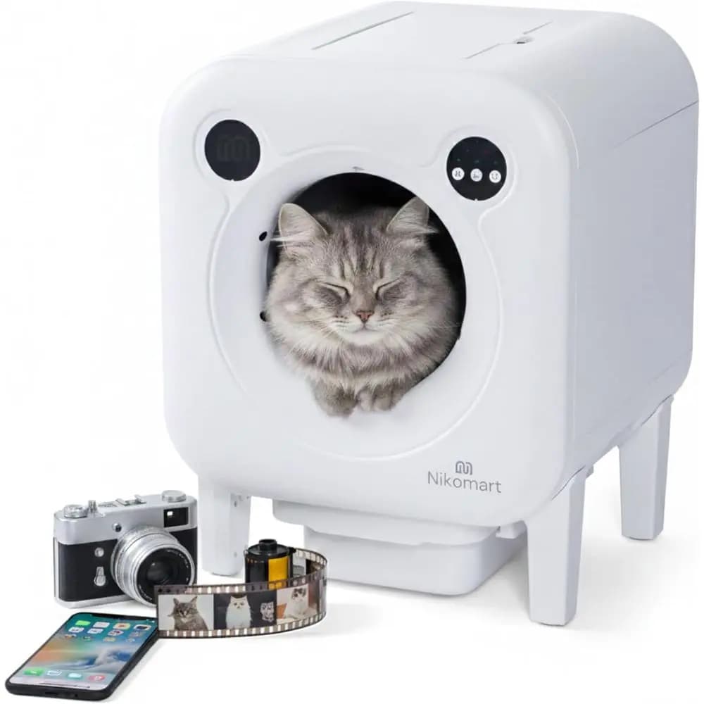 Lettiera Autopulente Extra Large da 75L per Gatti Multipli con Telecamera, Scarico Intelligente e Controllo tramite App