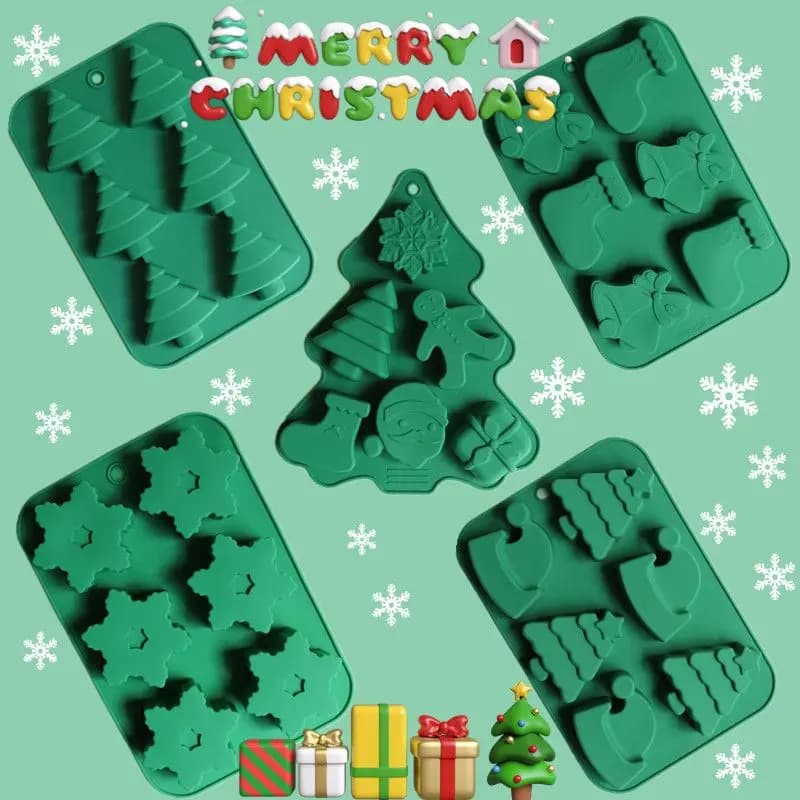 Stampo in silicone per torte da forno, calzini per albero di Natale, fiocchi di neve, Babbo Natale, pan di zenzero, festival del popolo, cottura e zucchero fai da te