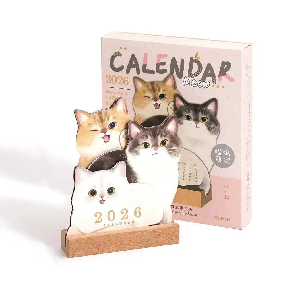 Nuovo simpatico calendario da tavolo 3D serie Cat Dog Simplicity Agenda Organizer con base Calendario da tavolo fai da te Home Office Desk