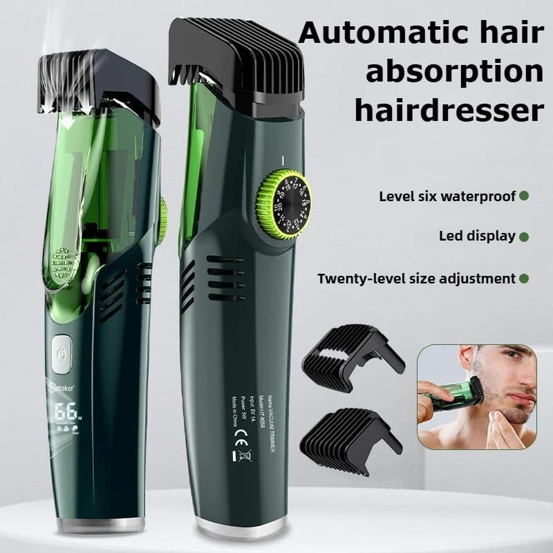MIJIA Cordless Men Beard Trimmer Rechargeable Electric Shaver Trim Built-in Vacuum Clipper for Mustache Sideburns