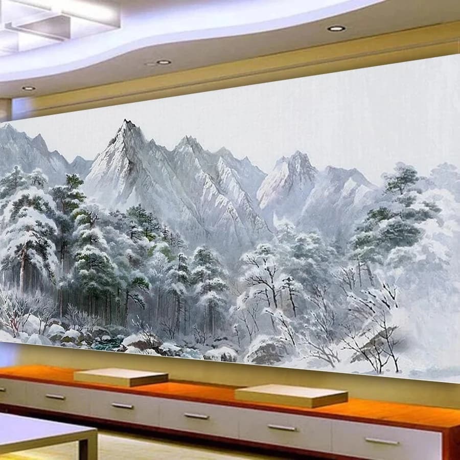 Diy Diamond Embroidery Snow Mountain Mosaic Picture Large Size Diamond Art Painting Winter Scenery Full Jewelry Cross Stitch Kit