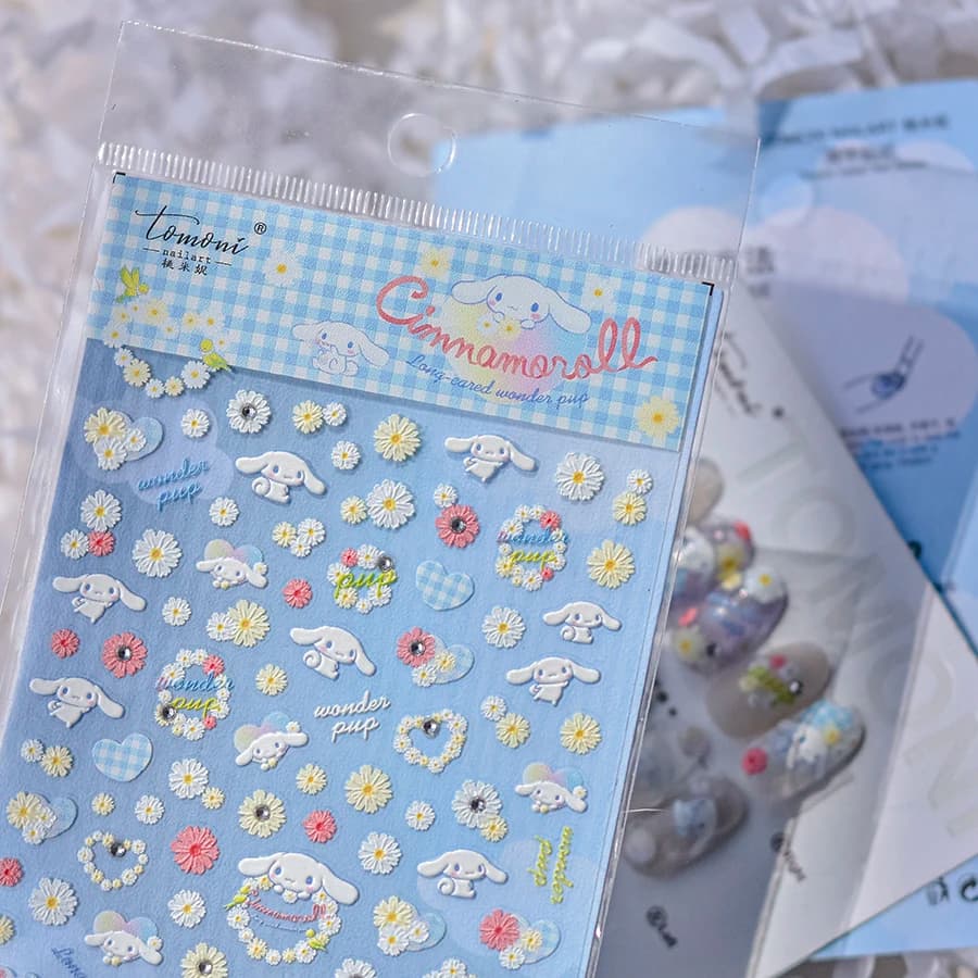Tomoni Sanrio Anime Adesivi per unghie Cinnamoroll Forniture per unghie Decalcomanie per unghie Simpatici adesivi per amore di San Valentino DlY Decorazione per unghie