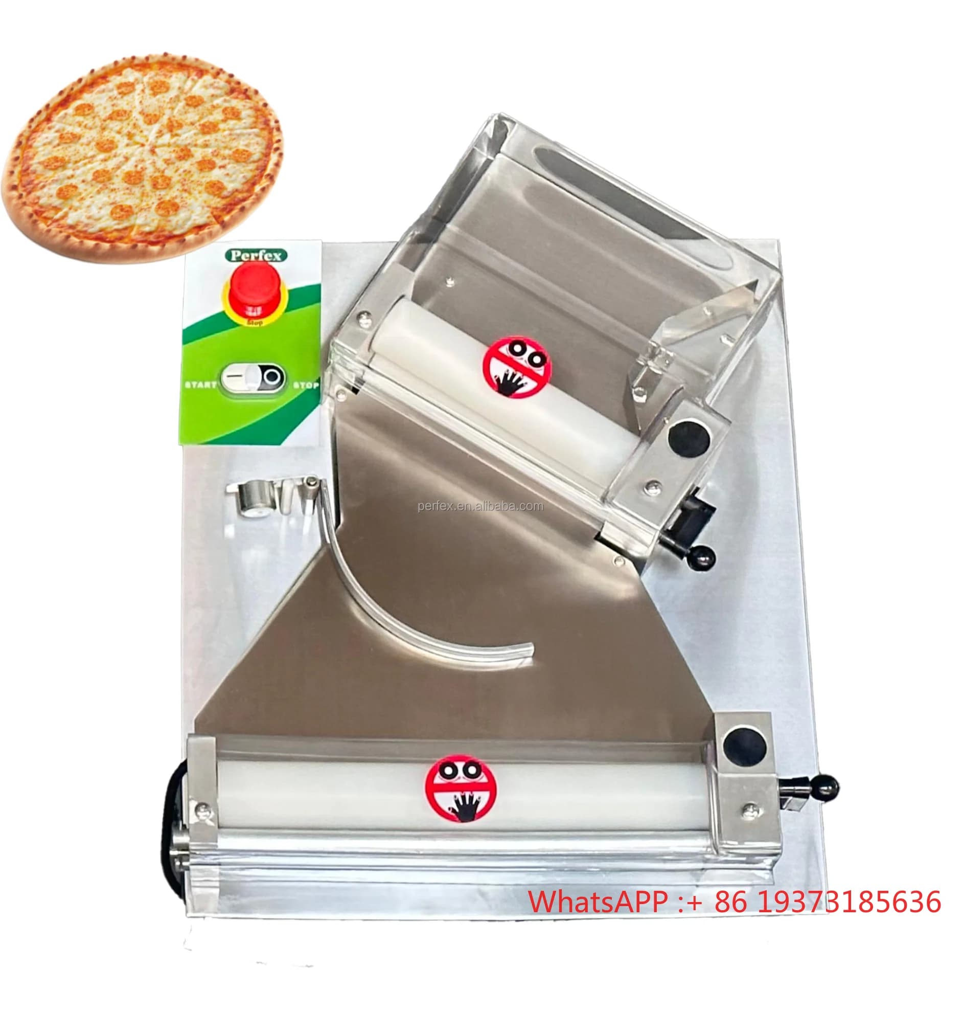 Sfogliatrice per pasta commerciale Rullo per pizza/paste elettrico per impieghi gravosi in acciaio inossidabile, spessore regolabile, panetteria