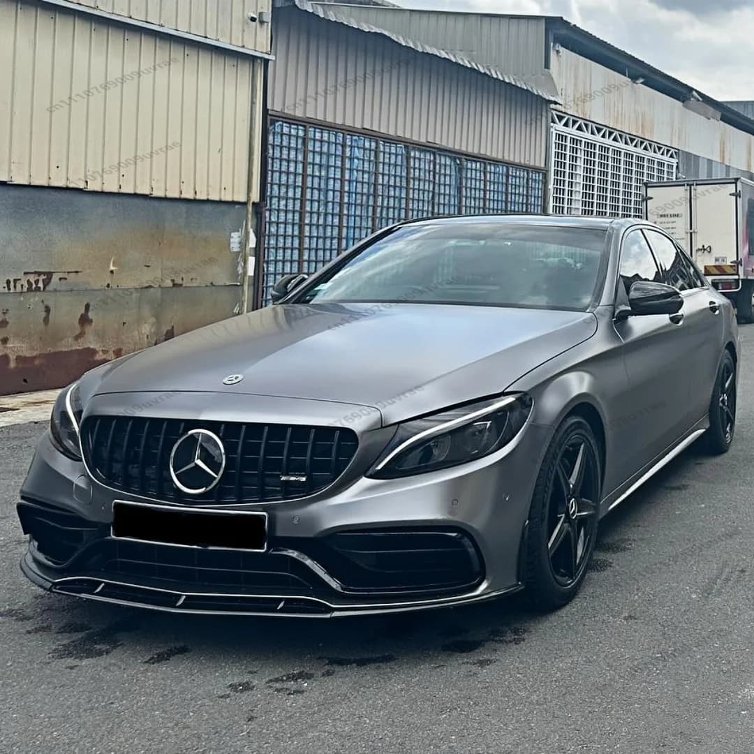 Gloss Black For Mercedes Benz C Class 4-Door W205 S205 C63 AMG 2015 2016-2022 Front Bumper Lip Splitter Diffuser Spoiler Styling