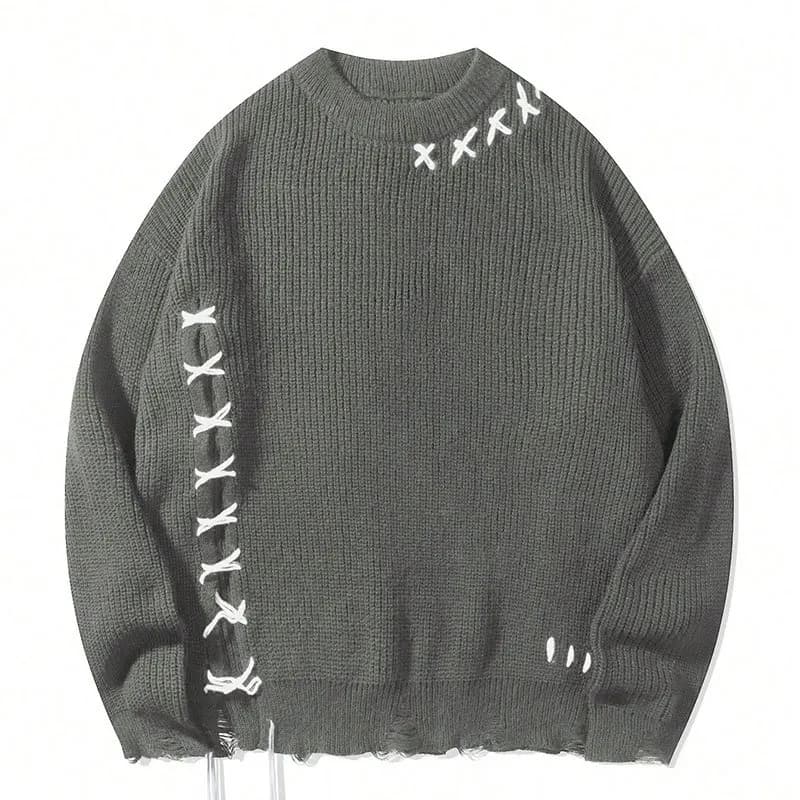 2025 Maglione lavorato a maglia da uomo nuovo stile Design rilassato con cuciture intricate Indumento lavorato a maglia corto stile streetwear