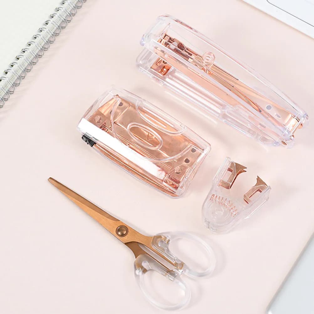 Rimuovi-agrafiche compatto portatile color oro rosa per casa e ufficio, strumento rapido per la rimozione di agrafe