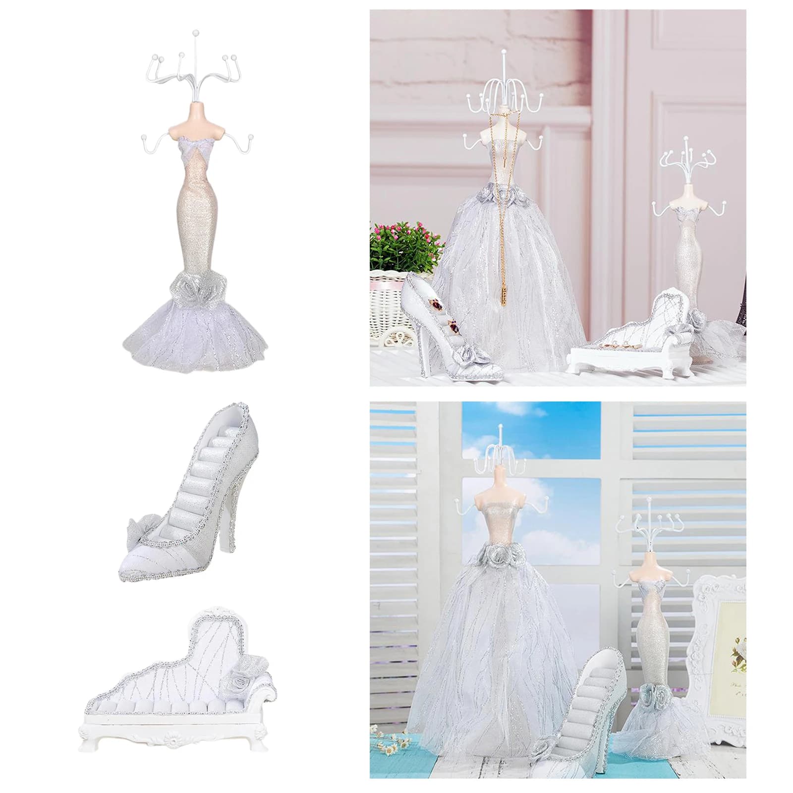 Espositore Decorativo per Gioielli, Supporto per Modelli di Abiti, Scarpe con Tacco Alto, Orecchini, Collane e Anelli per Organizzazione e Conservazione Gioielli