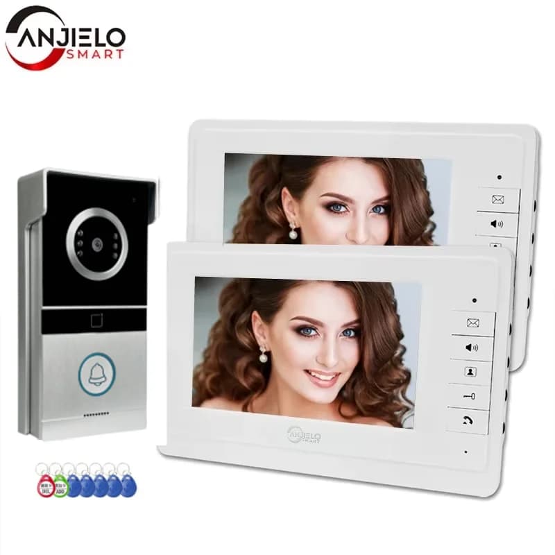 AnjieloSmart 7''TFT Videocitofono cablato a colori Sistema citofonico per monitor interno domestico Videocitofono Visione notturna IR