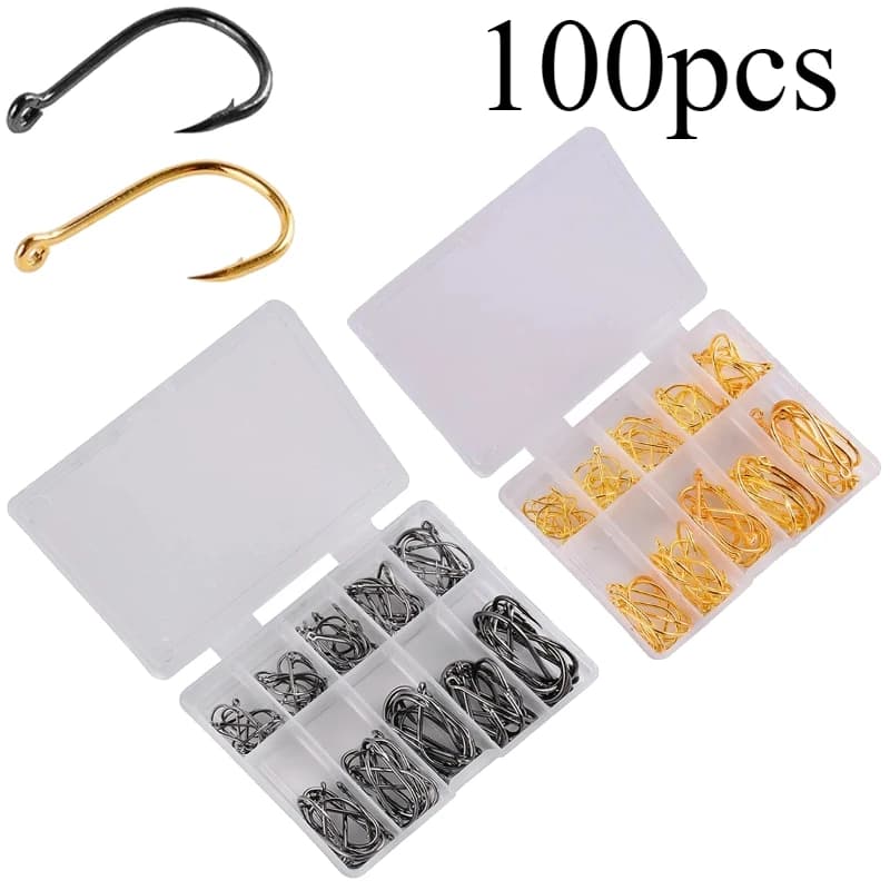 100 Pz/Children's Love Fishing with Backstab Sharp Pickly Hook Tip Set Single Sea Circle I love Fishing in Moscow Push Hook